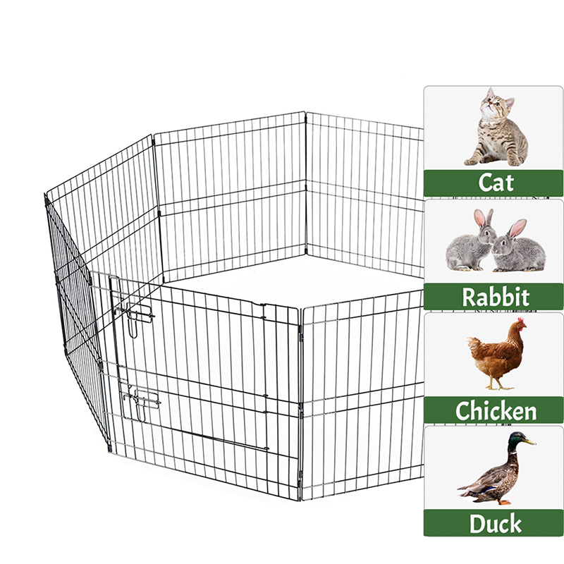 Playpen สุนัขลวดโลหะแบบพับได้ 8 แผ่นพร้อมฝาครอบด้านบนและแผ่นรองด้านล่าง Playpen สุนัขลวดโลหะแบบพับได้ 8 แผ่นพร้อมฝาครอบด้านบนและแผ่นรองด้านล่าง