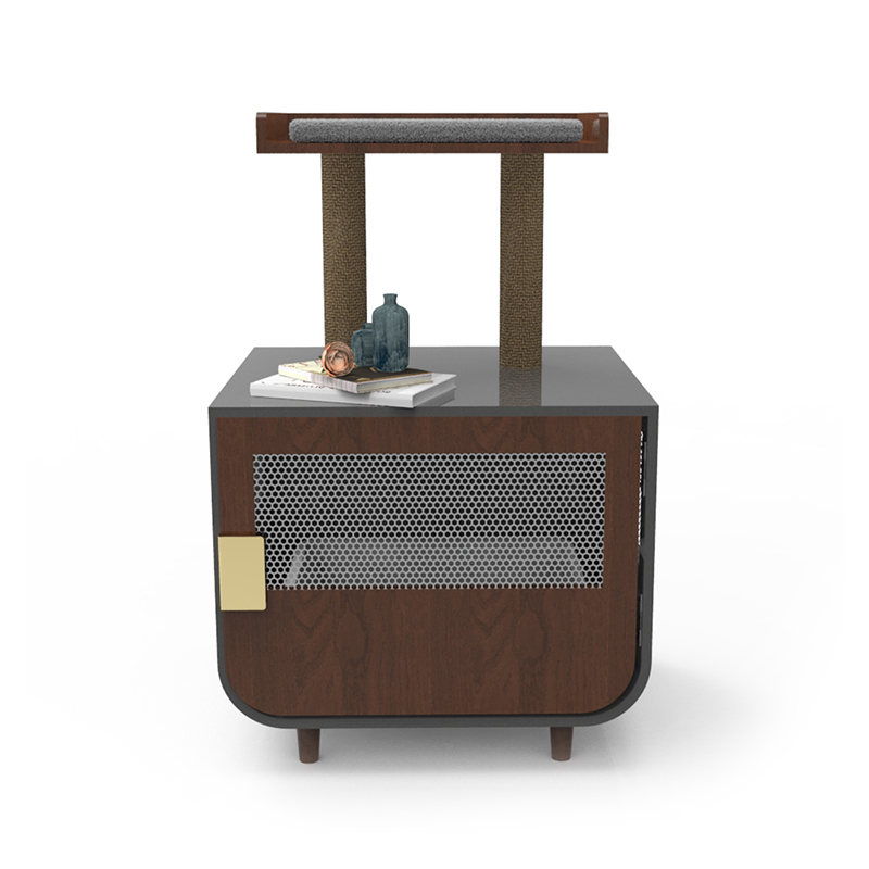 เฟอร์นิเจอร์ห้องน้ำที่ซ่อนอยู่ไม้กรงแมวกับตู้ทิ้งขยะ