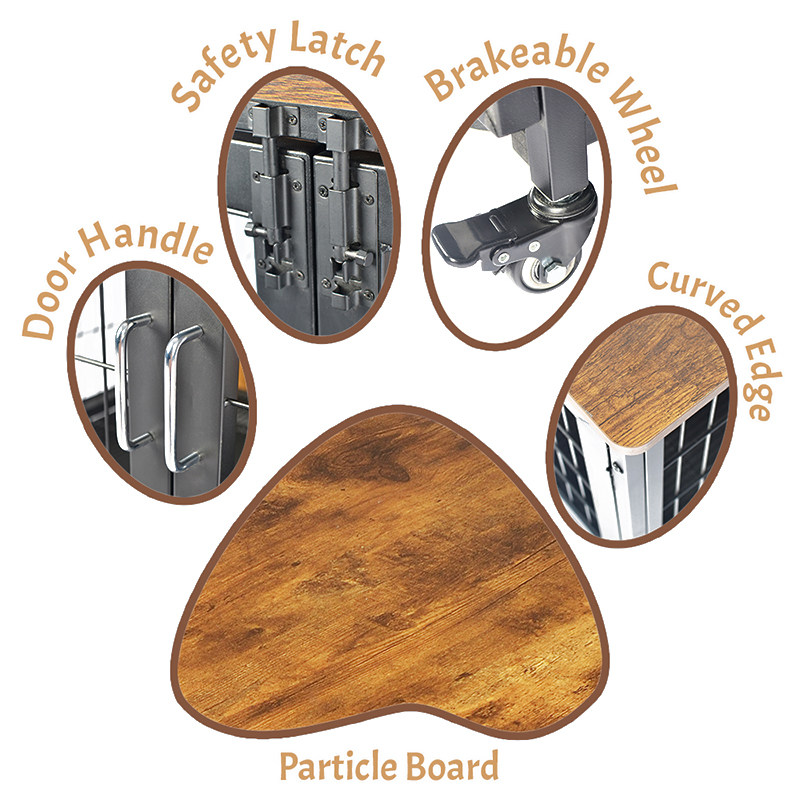 กรงสุนัขสไตล์เฟอร์นิเจอร์ไม้พร้อมล้อ กรงสุนัขสไตล์เฟอร์นิเจอร์ไม้พร้อมล้อ