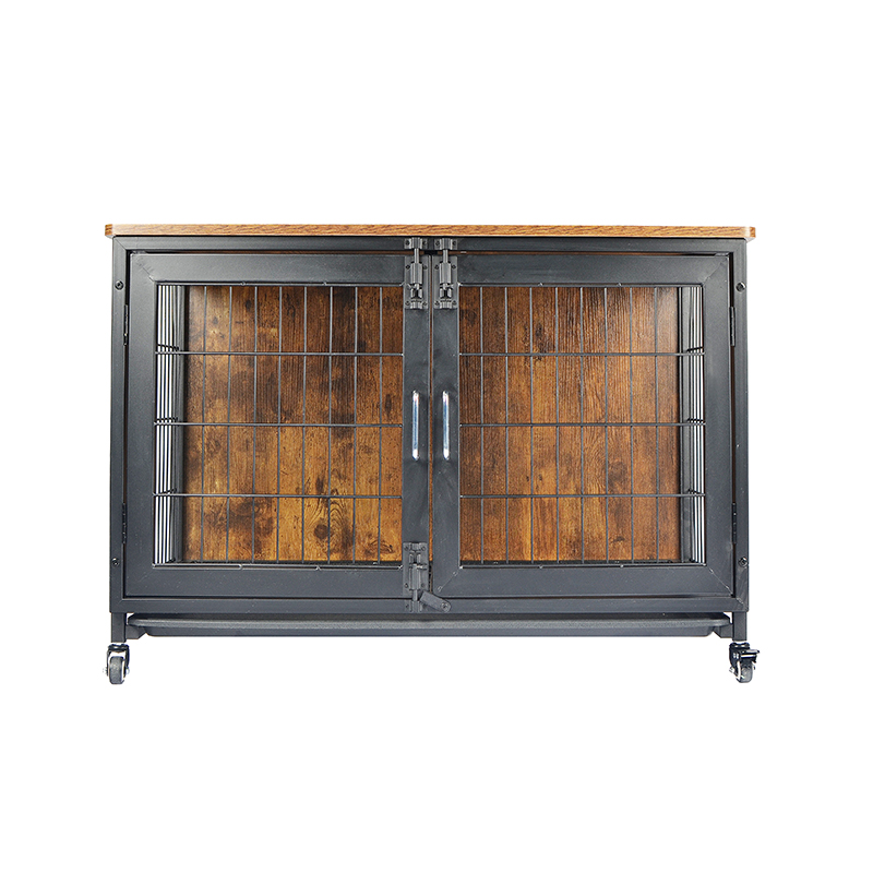 กรงสุนัขสไตล์เฟอร์นิเจอร์ไม้พร้อมล้อ กรงสุนัขสไตล์เฟอร์นิเจอร์ไม้พร้อมล้อ