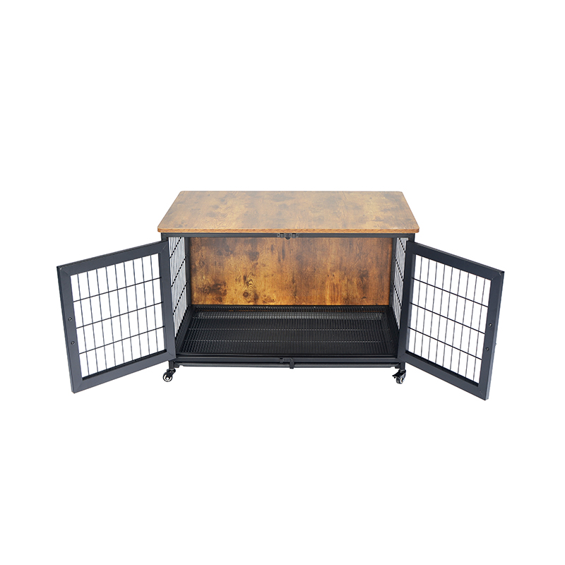 กรงสุนัขสไตล์เฟอร์นิเจอร์ไม้พร้อมล้อ กรงสุนัขสไตล์เฟอร์นิเจอร์ไม้พร้อมล้อ