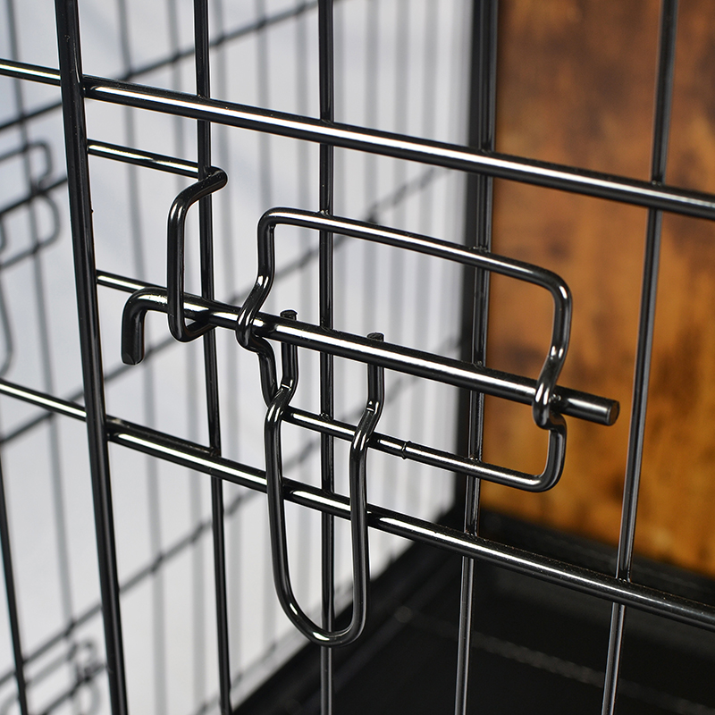 กรงสุนัขสไตล์เฟอร์นิเจอร์ไม้ในร่มพร้อมเบาะและล้อ กรงสุนัขสไตล์เฟอร์นิเจอร์ไม้ในร่มพร้อมเบาะและล้อ