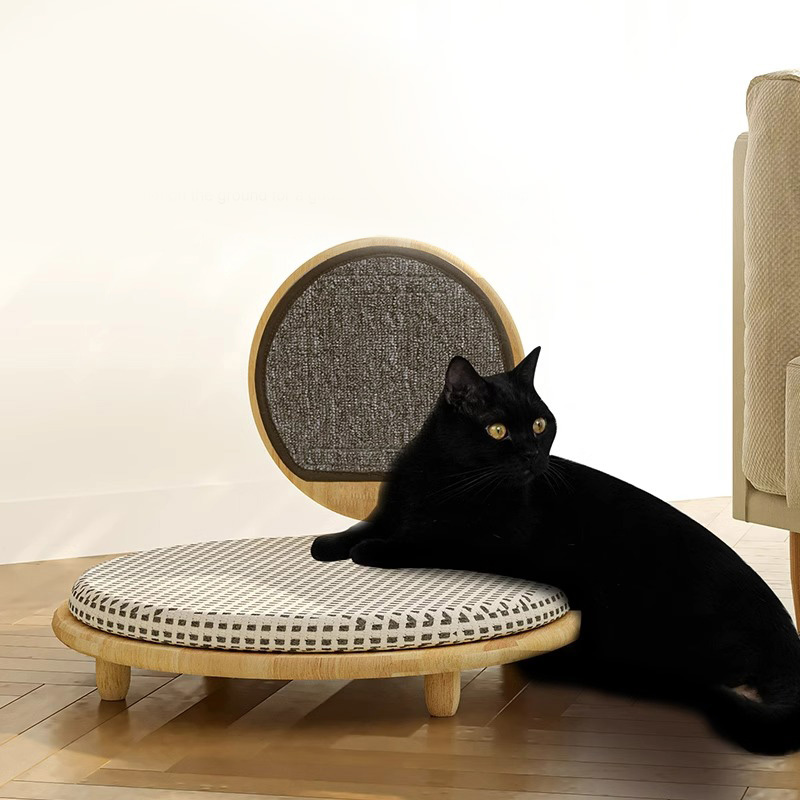 ไม้เนื้อแข็งของไม้เนื้อสบายเตียงแมวพร้อมกระดานเกา ไม้เนื้อแข็งของไม้เนื้อสบายเตียงแมวพร้อมกระดานเกา