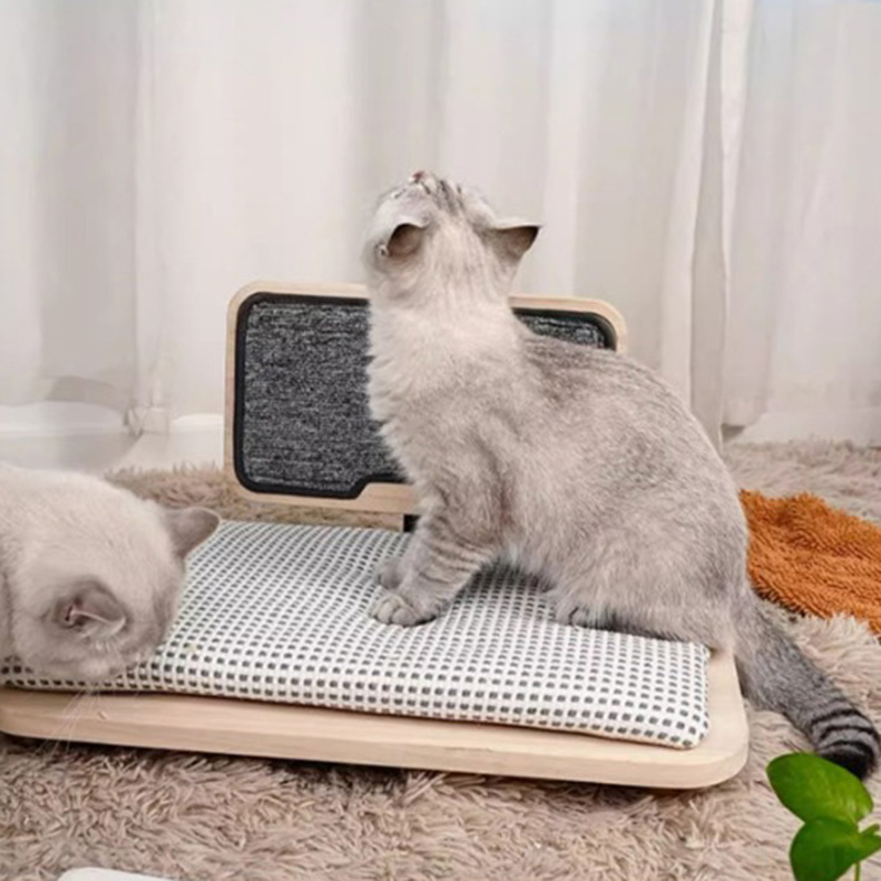 ไม้เนื้อแข็งของไม้เนื้อสบายเตียงแมวพร้อมกระดานเกา ไม้เนื้อแข็งของไม้เนื้อสบายเตียงแมวพร้อมกระดานเกา