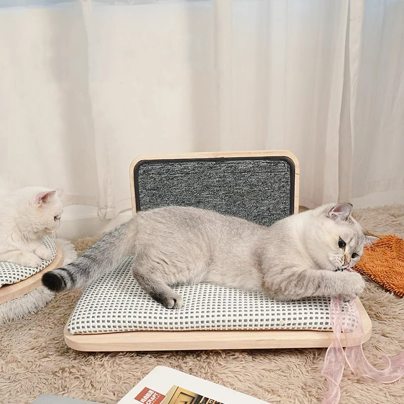 ไม้เนื้อแข็งของไม้เนื้อสบายเตียงแมวพร้อมกระดานเกา ไม้เนื้อแข็งของไม้เนื้อสบายเตียงแมวพร้อมกระดานเกา