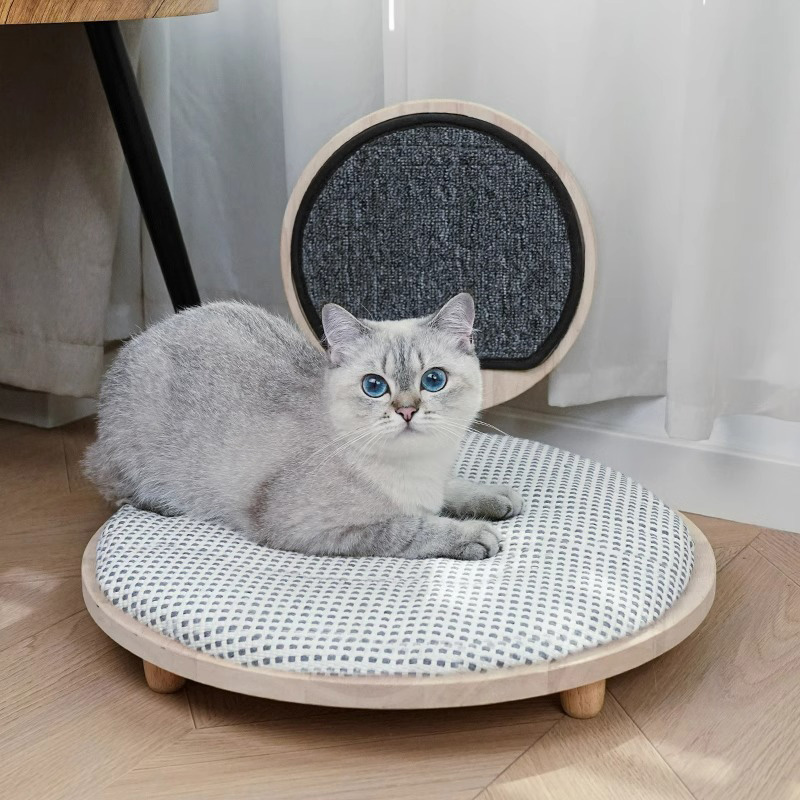 ไม้เนื้อแข็งของไม้เนื้อสบายเตียงแมวพร้อมกระดานเกา ไม้เนื้อแข็งของไม้เนื้อสบายเตียงแมวพร้อมกระดานเกา