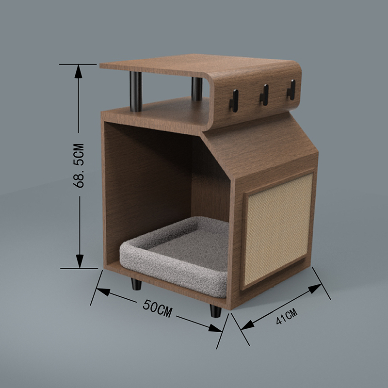 เตียงสัตว์เลี้ยงไม้เตียงแมวพร้อมกระดานเกา เตียงสัตว์เลี้ยงไม้เตียงแมวพร้อมกระดานเกา