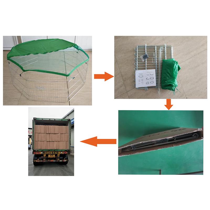 ลวดแบบพับได้ Playpen สุนัขโลหะกลางแจ้งพร้อมฝาครอบด้านบน ลวดแบบพับได้ Playpen สุนัขโลหะกลางแจ้งพร้อมฝาครอบด้านบน