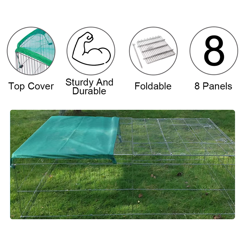 ลวดแบบพับได้ Playpen สุนัขโลหะกลางแจ้งพร้อมฝาครอบด้านบน ลวดแบบพับได้ Playpen สุนัขโลหะกลางแจ้งพร้อมฝาครอบด้านบน