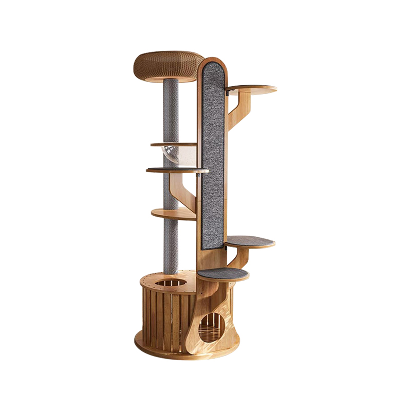 Cactus Shape Wood Frame Frame Solid Cat Tree พร้อมแคปซูลอวกาศ