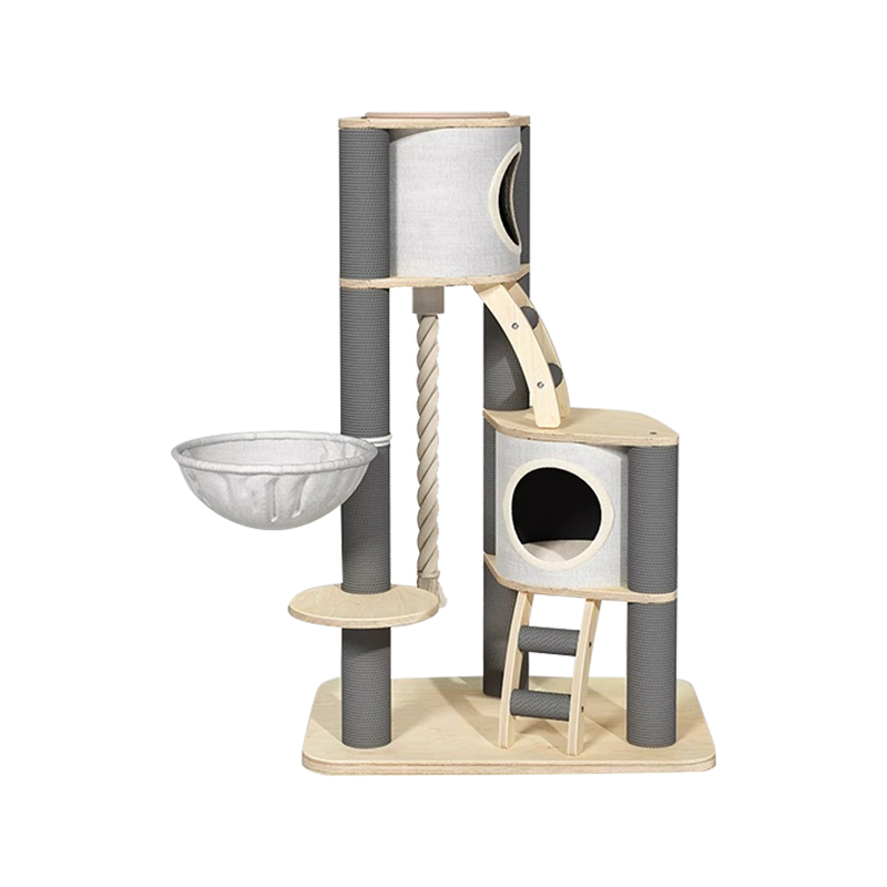 หอคอยพื้นจรดเพดานไม้เนื้อแข็งในร่มกรอบแมวต้นแมว